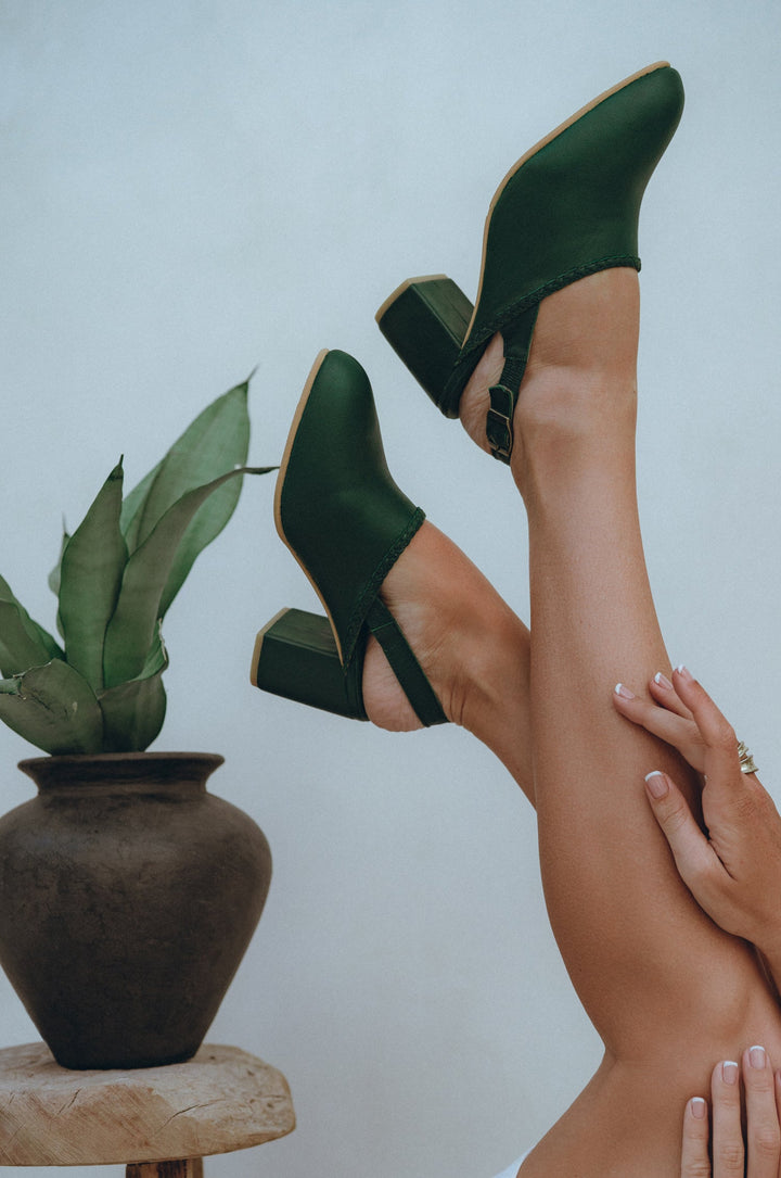 Savage Leather Slingback Heels by Bali Lane