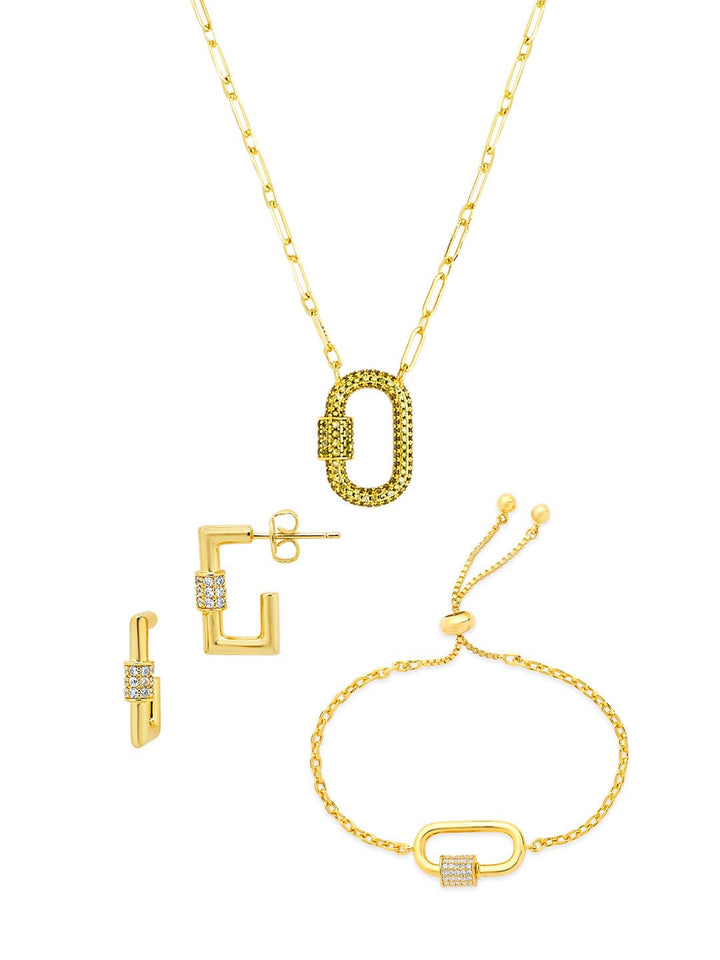 Carabiner Lock Necklace Bundle - Pave CZ