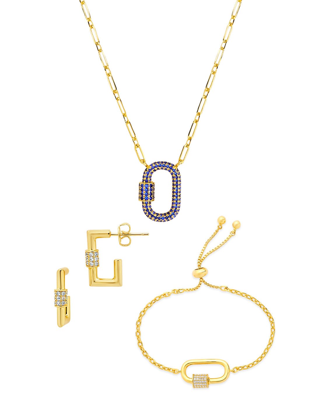 Carabiner Lock Necklace Bundle - Pave CZ