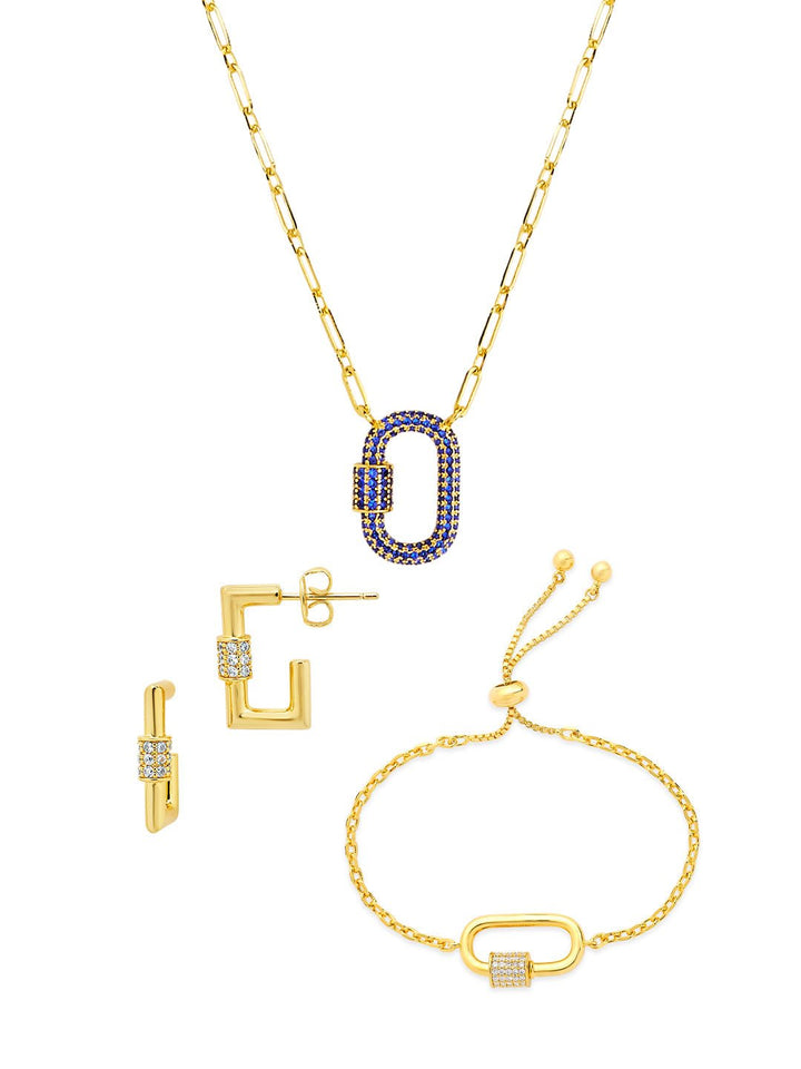 Carabiner Lock Necklace Bundle - Pave CZ