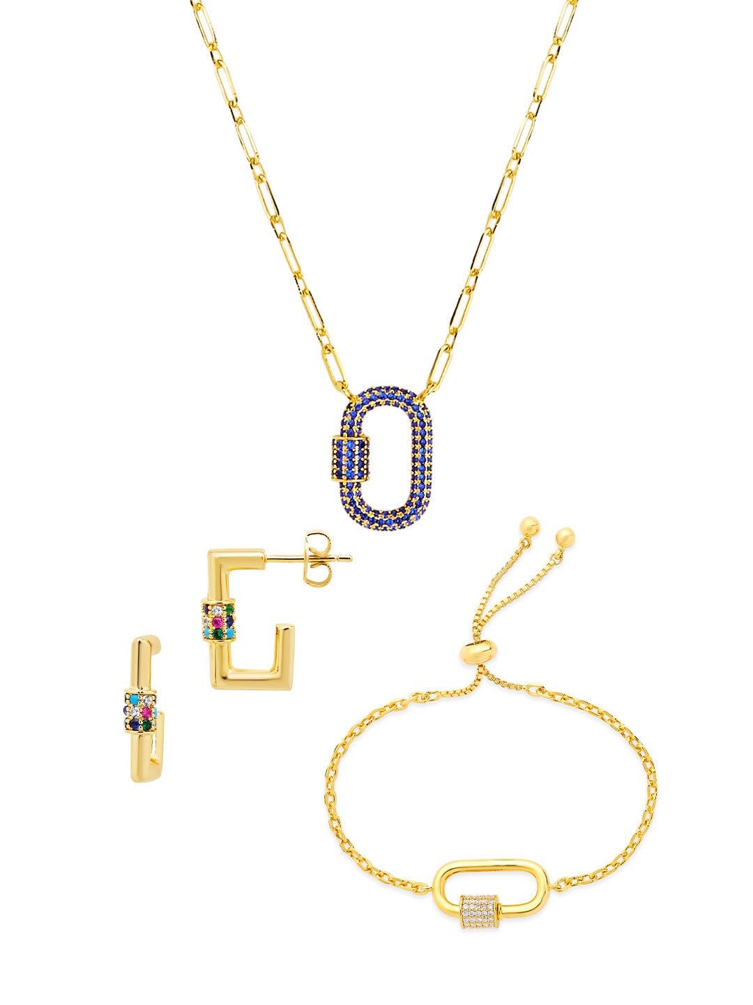Carabiner Lock Necklace Bundle - Pave CZ