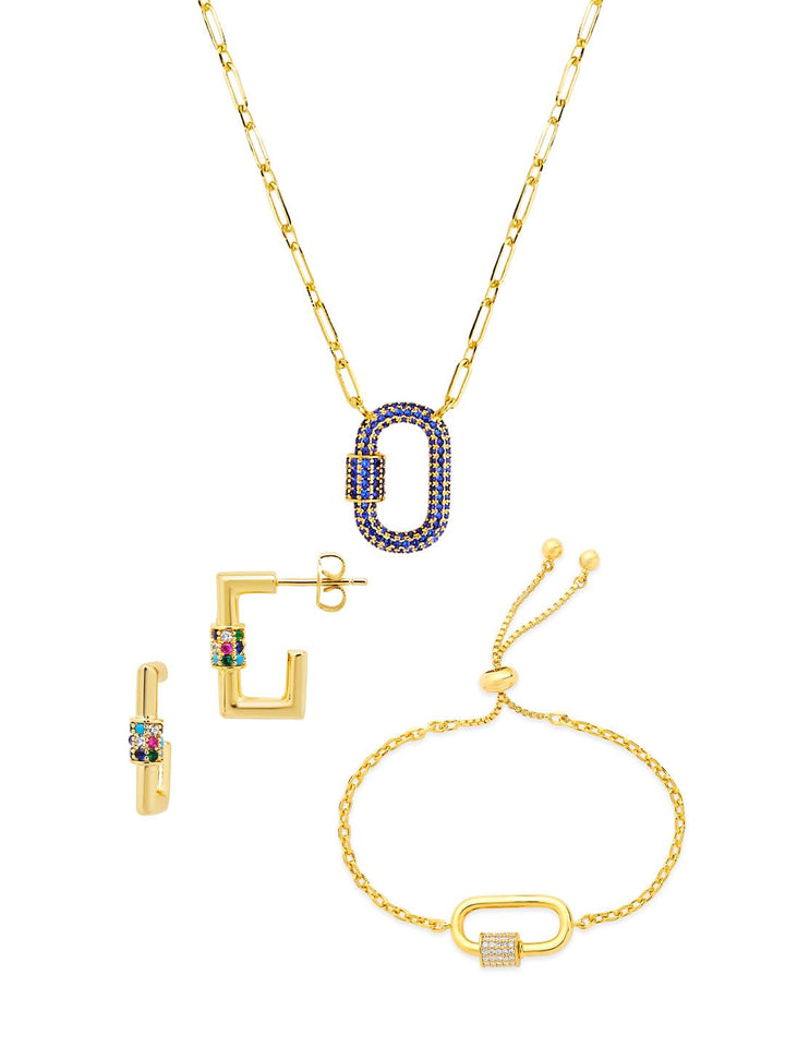 Carabiner Lock Necklace Bundle - Pave CZ
