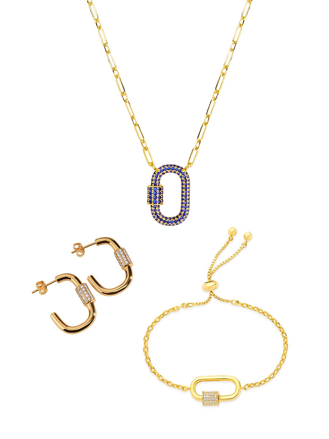 Carabiner Lock Necklace Bundle - Pave CZ