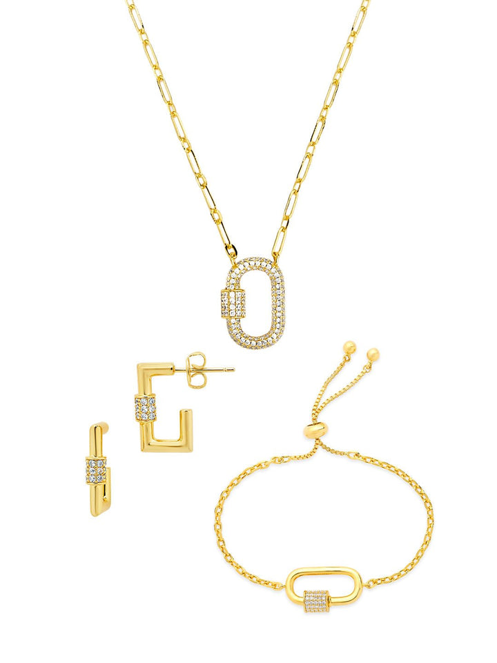 Carabiner Lock Necklace Bundle - Pave CZ