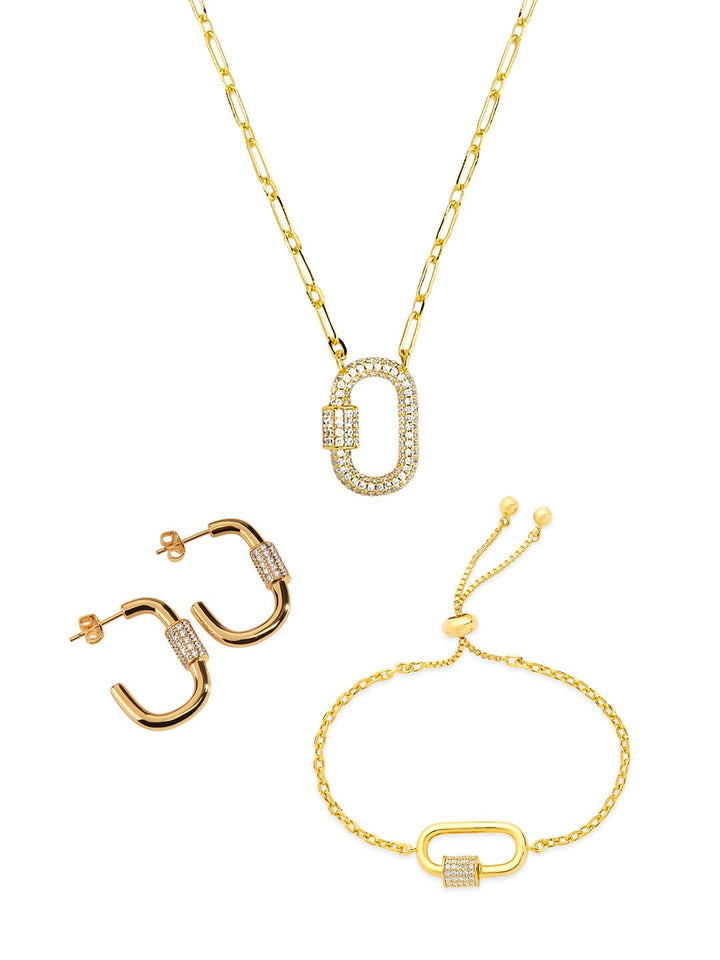 Carabiner Lock Necklace Bundle - Pave CZ