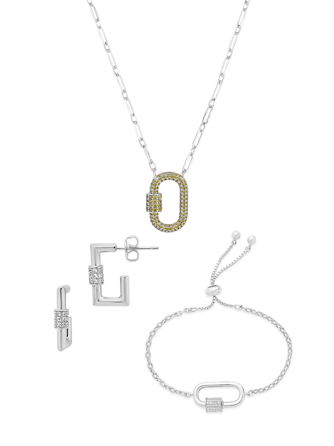 Carabiner Lock Necklace Bundle - Pave CZ