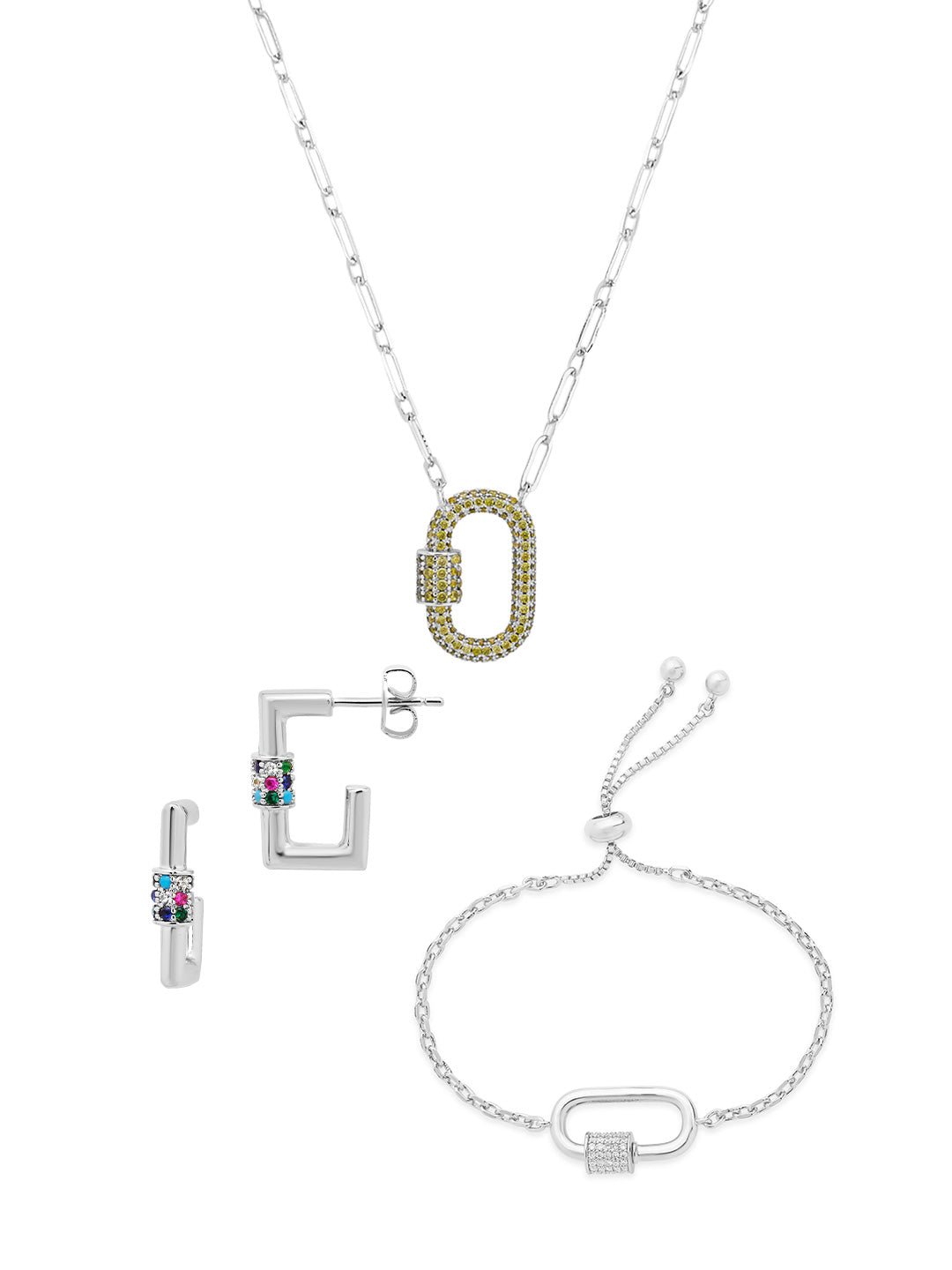 Carabiner Lock Necklace Bundle - Pave CZ