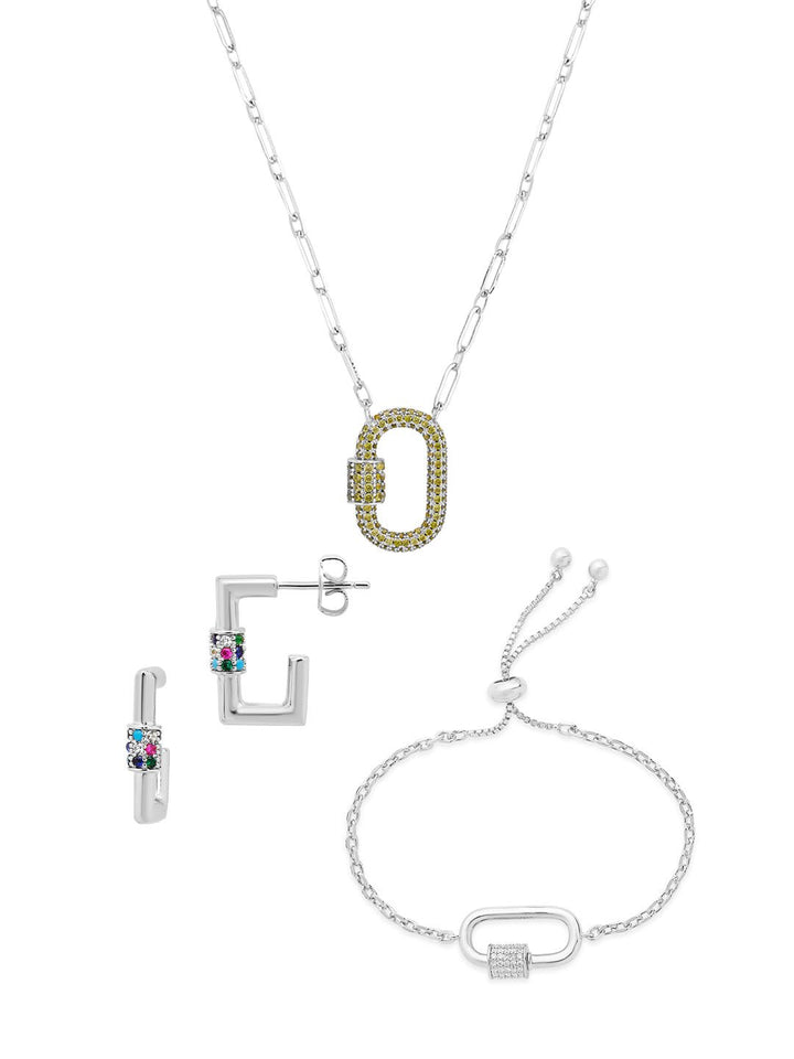 Carabiner Lock Necklace Bundle - Pave CZ