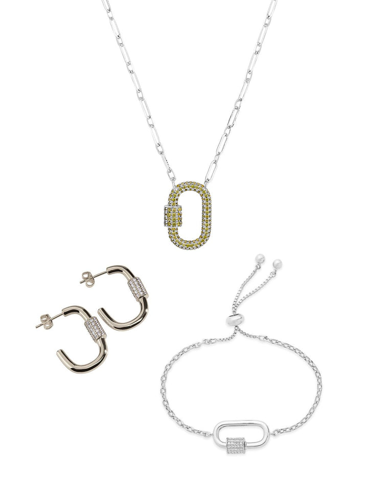 Carabiner Lock Necklace Bundle - Pave CZ