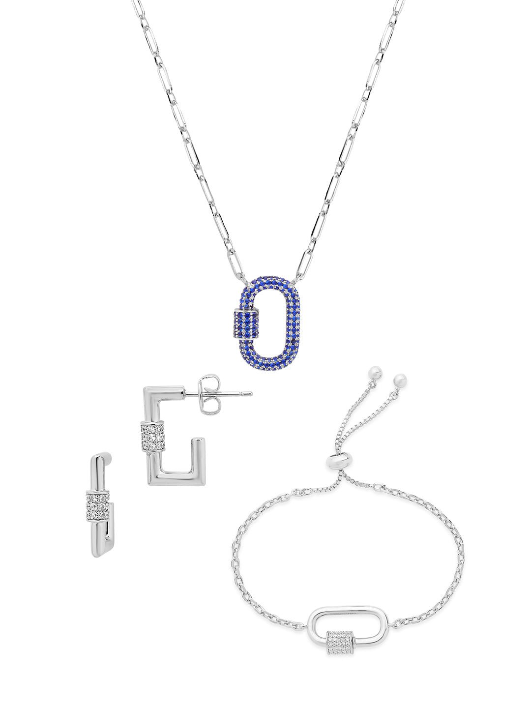 Carabiner Lock Necklace Bundle - Pave CZ