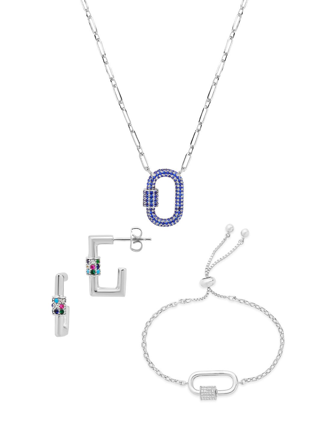Carabiner Lock Necklace Bundle - Pave CZ