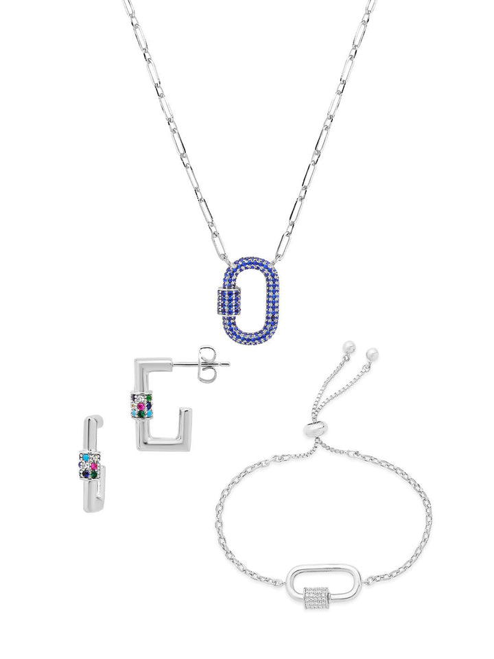 Carabiner Lock Necklace Bundle - Pave CZ
