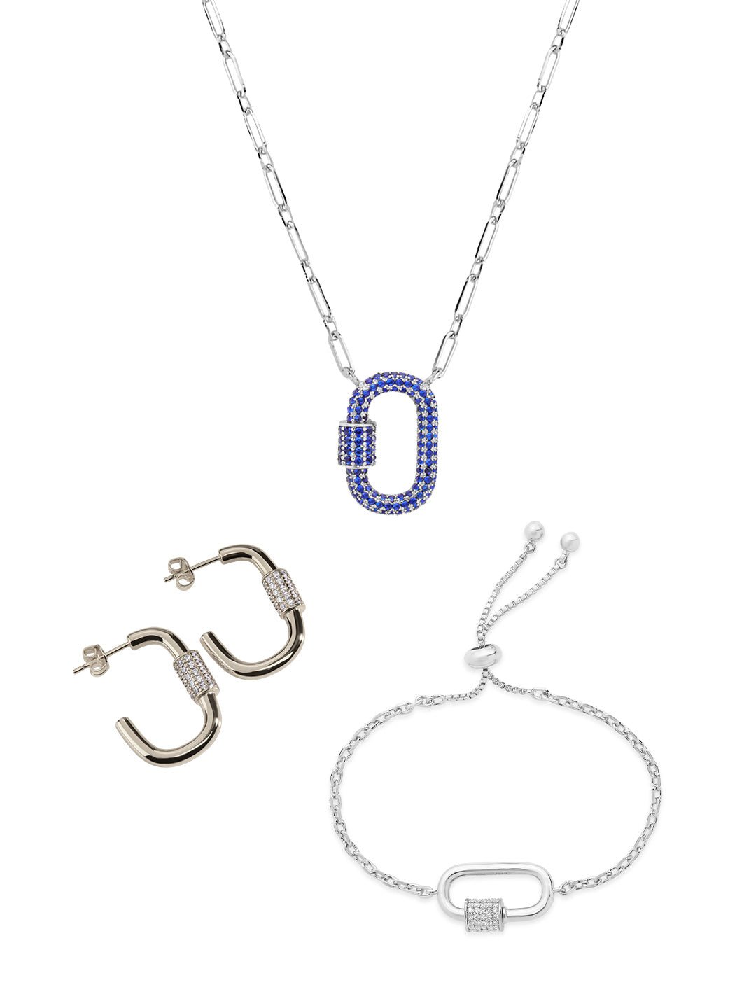 Carabiner Lock Necklace Bundle - Pave CZ