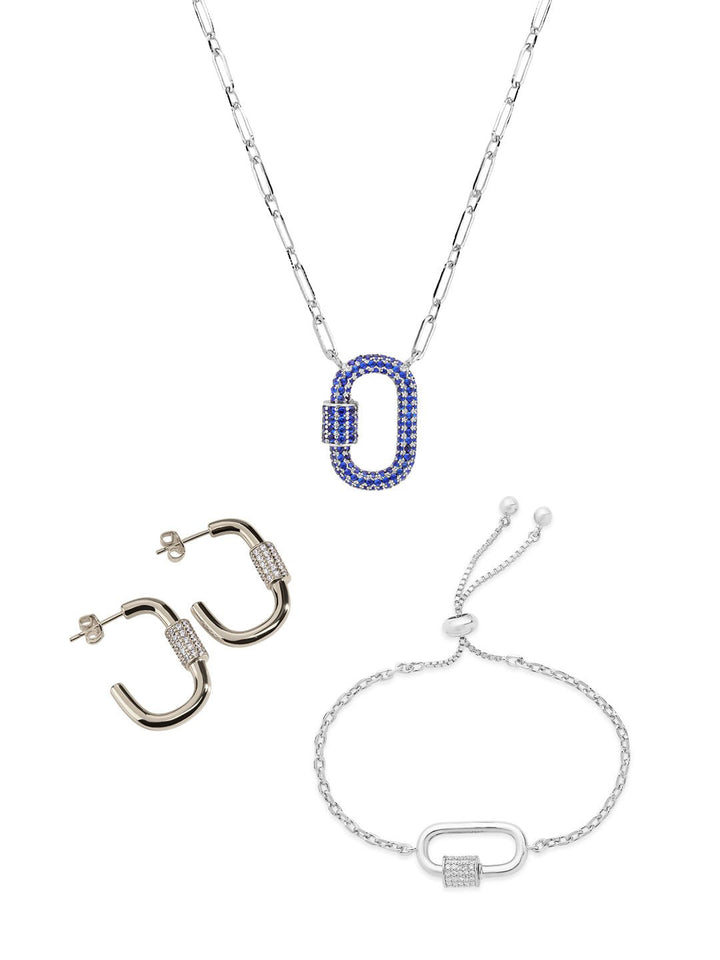 Carabiner Lock Necklace Bundle - Pave CZ