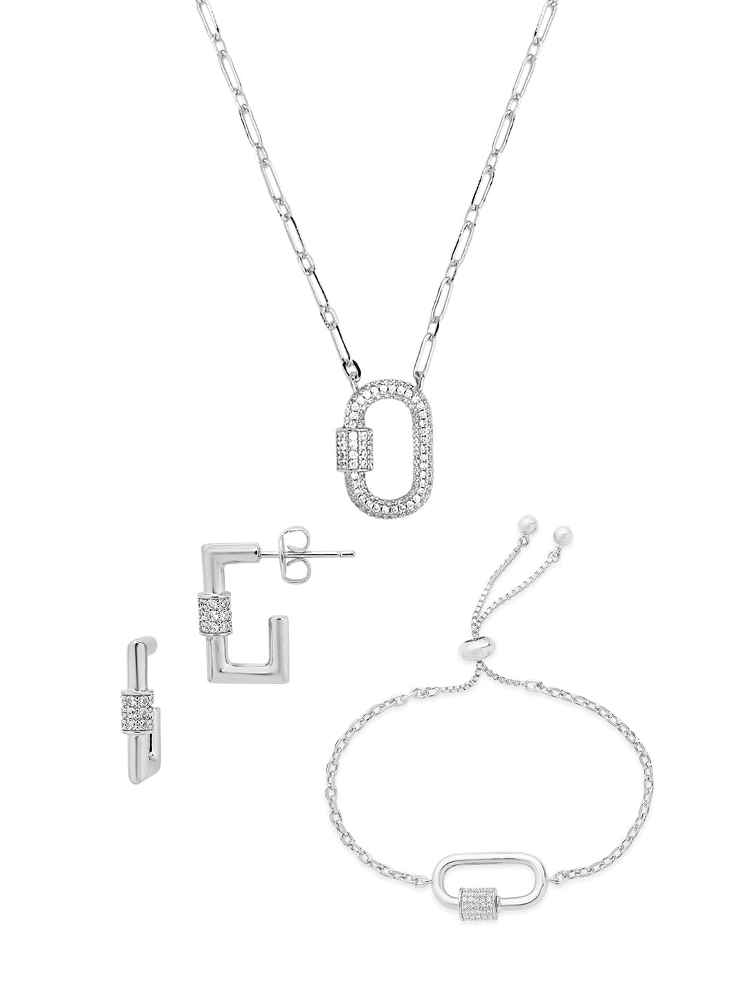 Carabiner Lock Necklace Bundle - Pave CZ