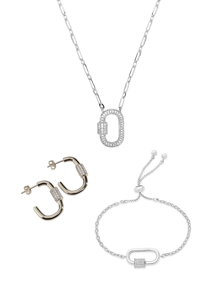 Carabiner Lock Necklace Bundle - Pave CZ