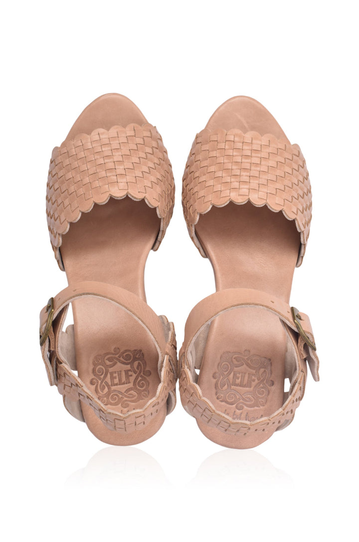 Sicily Wooden Heel Woven Sandals by ELF