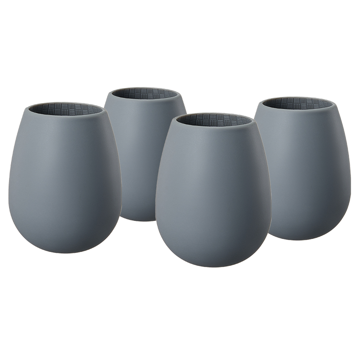 Unbreakable Silicone Stemless Wine Glassware | Set of 4  (Dark Grey)