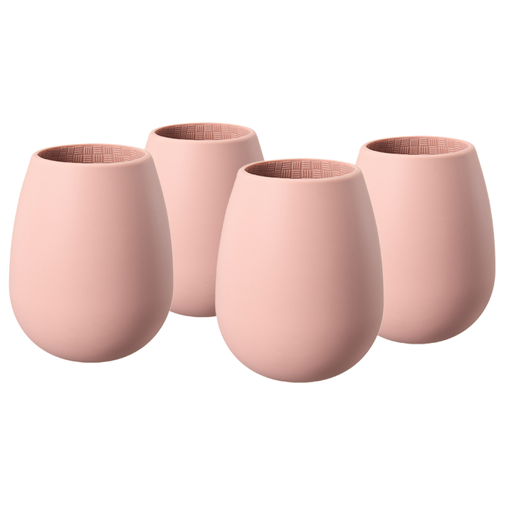 Unbreakable Silicone Stemless Wine Glassware | Set of 4 (Pink)