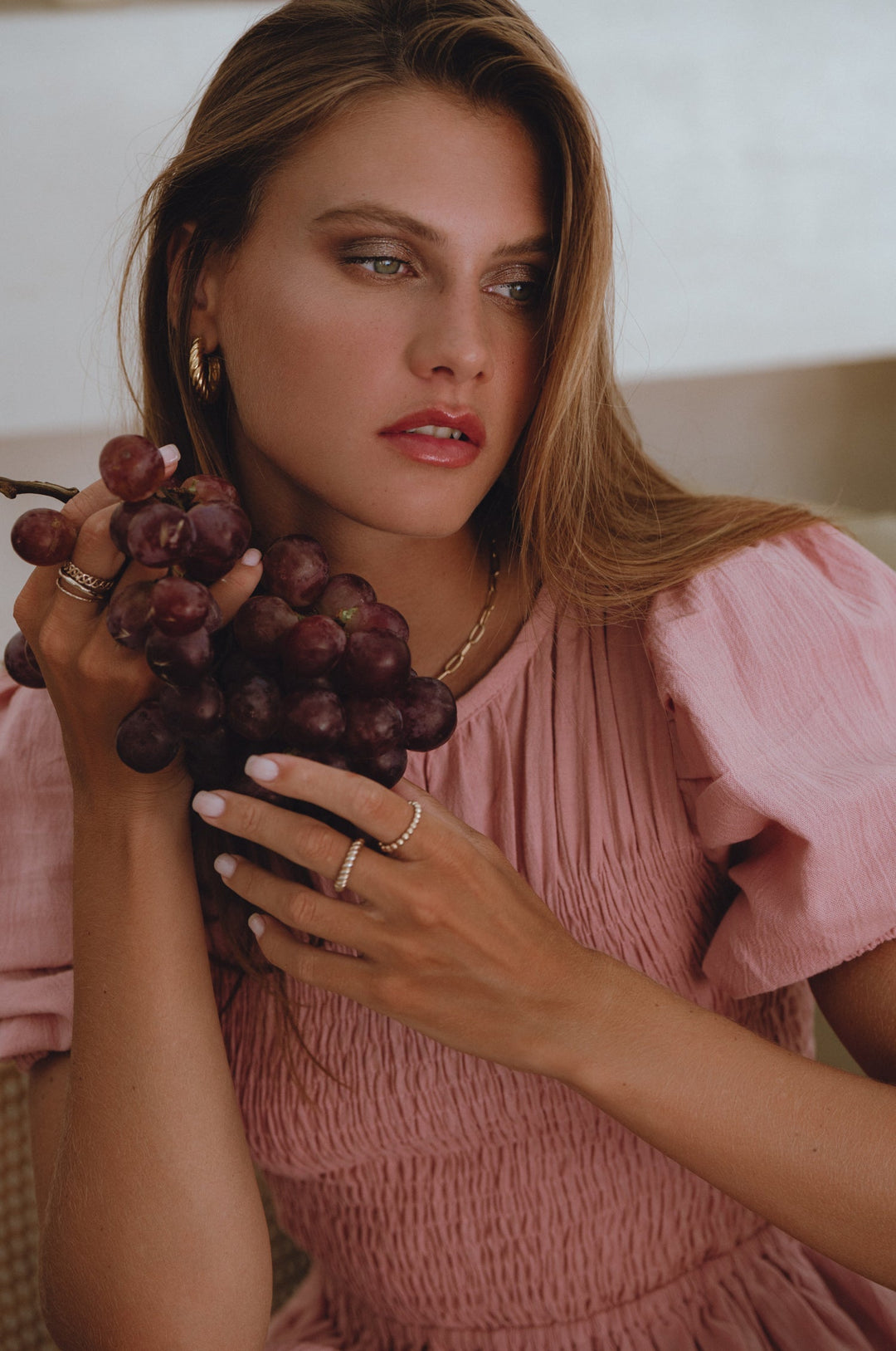 Sophie Smocked Linen Midi Dress by Bali Lane