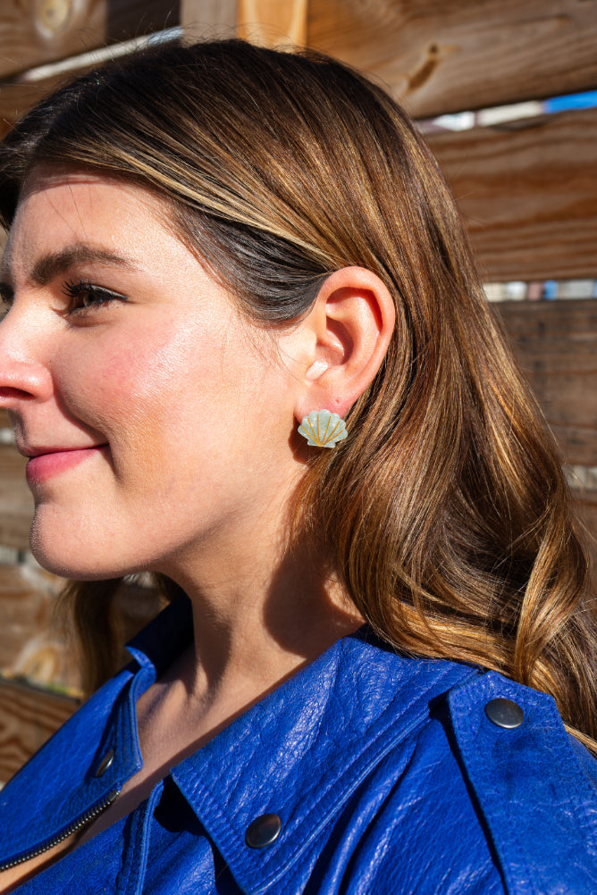 Seashell Studs - Seafoam Pearl by Spiffy & Splendid