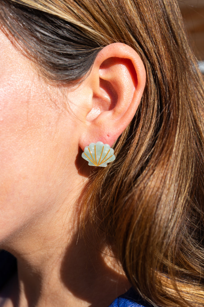 Seashell Studs - Seafoam Pearl by Spiffy & Splendid