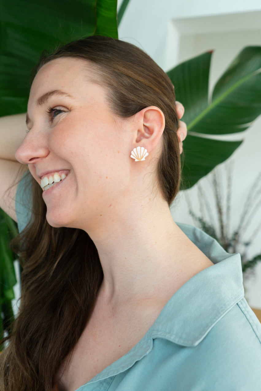 Seashell Studs - Pink Pearl by Spiffy & Splendid
