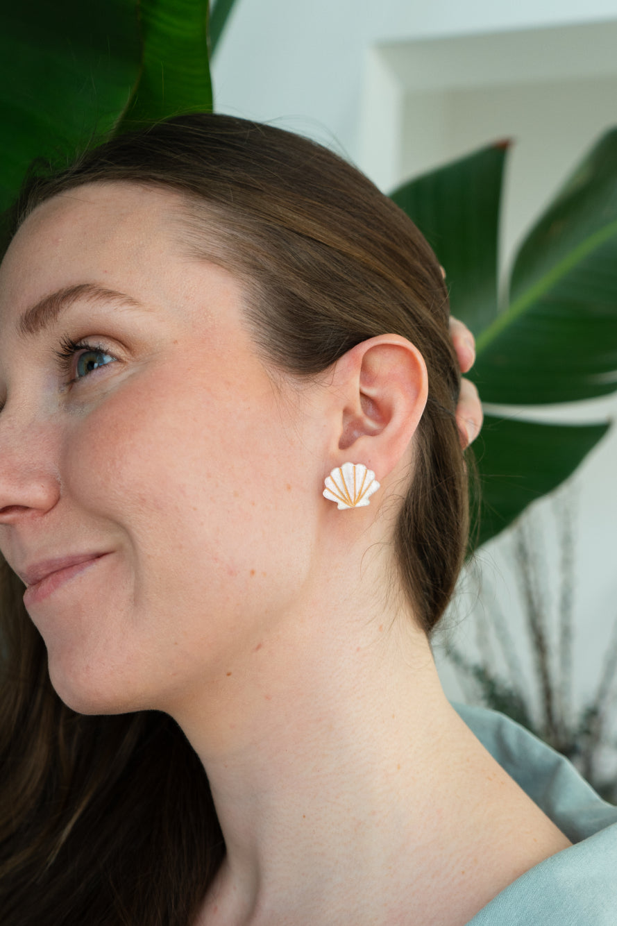 Seashell Studs - Pink Pearl by Spiffy & Splendid