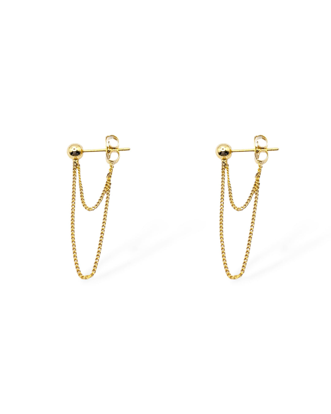 Stevie Ball Post Double Chain Drop Earrings