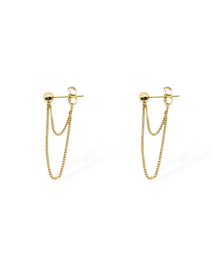 Stevie Ball Post Double Chain Drop Earrings