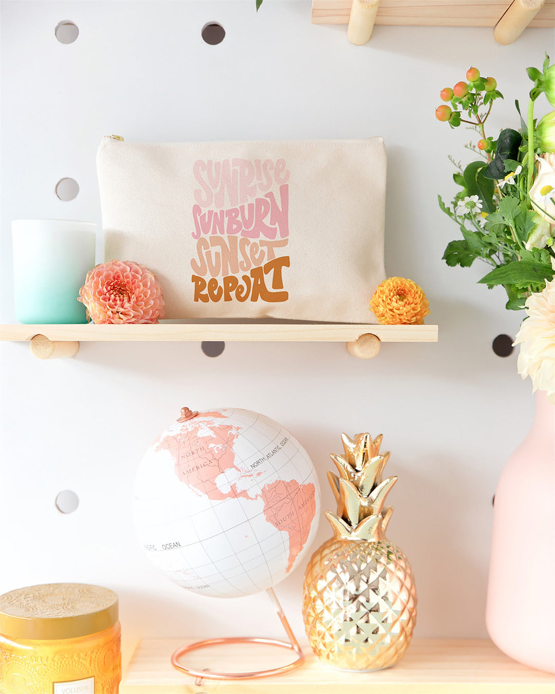 Sunrise Sunburn Sunset Repeat Cotton Canvas Cosmetic Bag