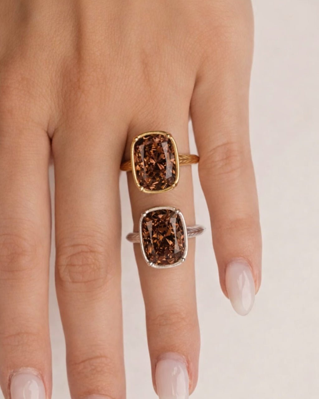 Chocolate CZ  Elongated Cushion Cocktail Ring