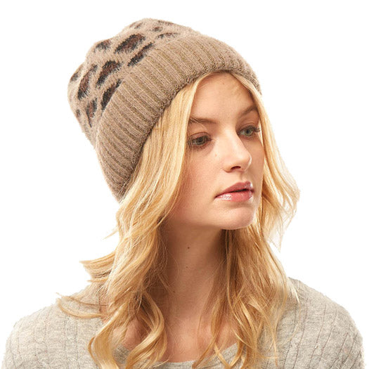 Leopard Print Beanie Hat Leopard Pattern Winter Hat by Madeline Love