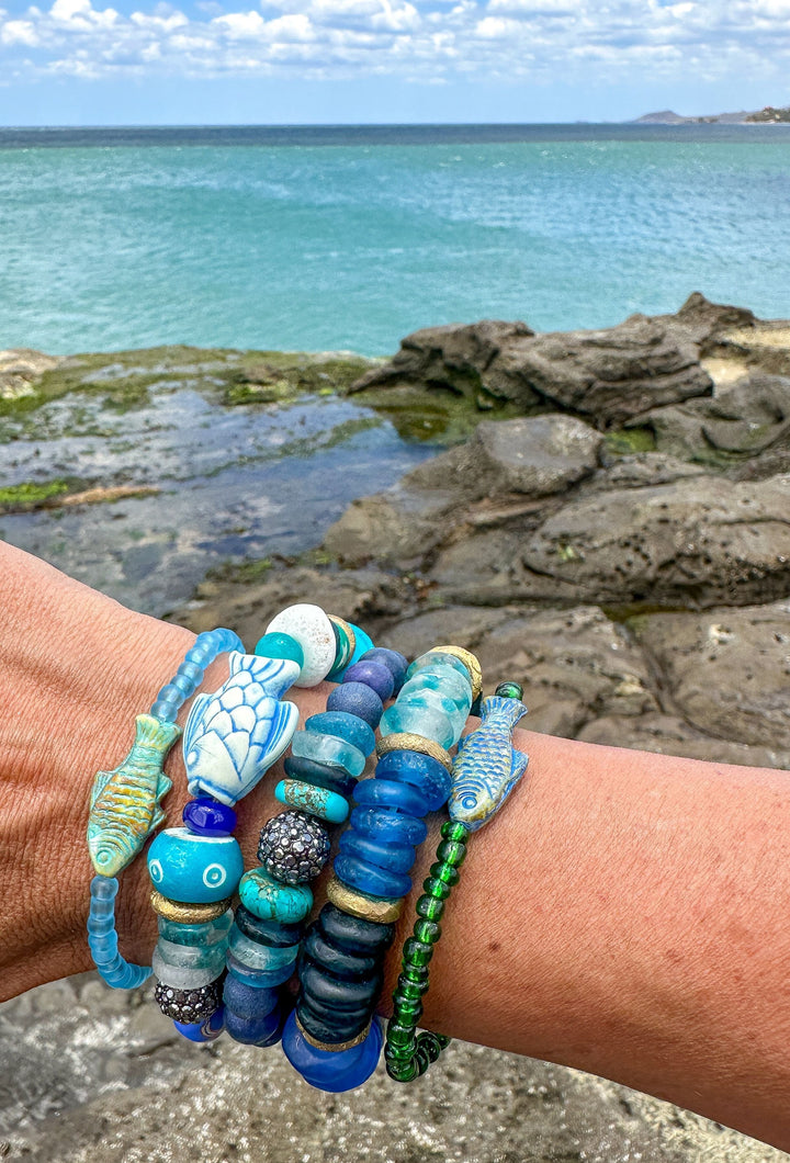 Intricate Stack Bracelet | Glass Azul