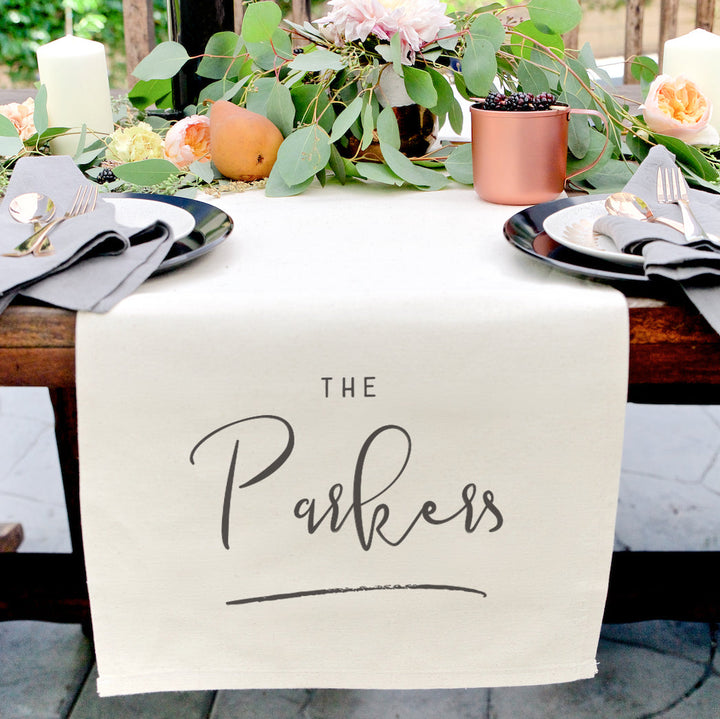 Personalized Last Name Cotton Canvas Table Runner by The Cotton & Canvas Co.