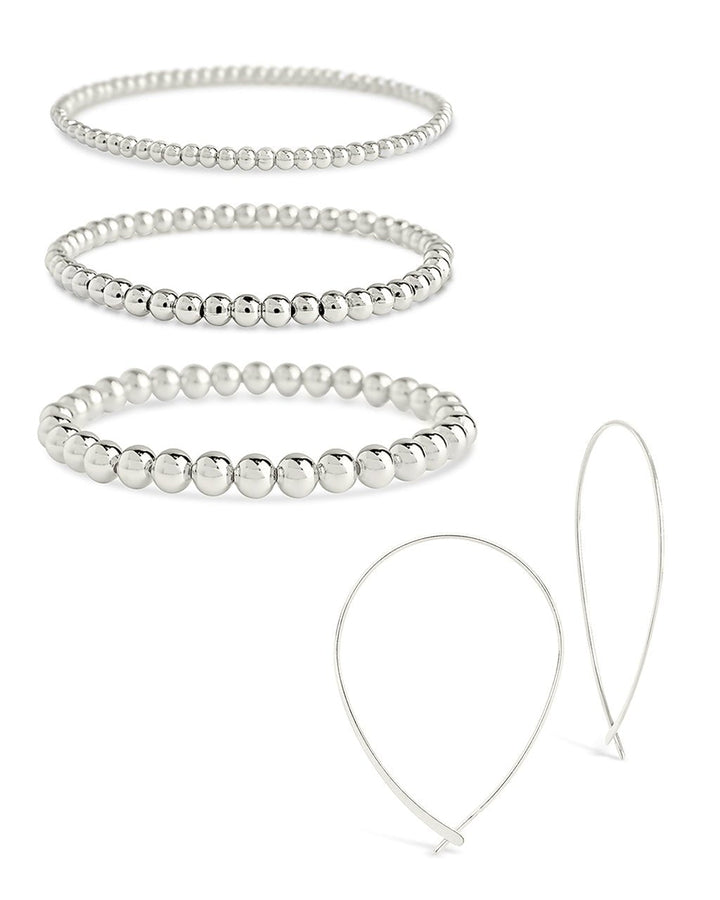 Beaded Bracelet & Delicate Threader Earrings Set