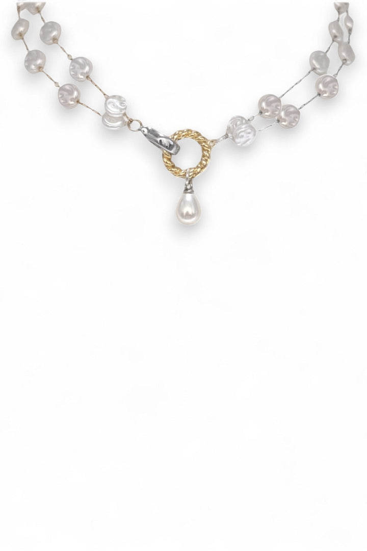 Très Chic Double Row Pearl Choker Necklace