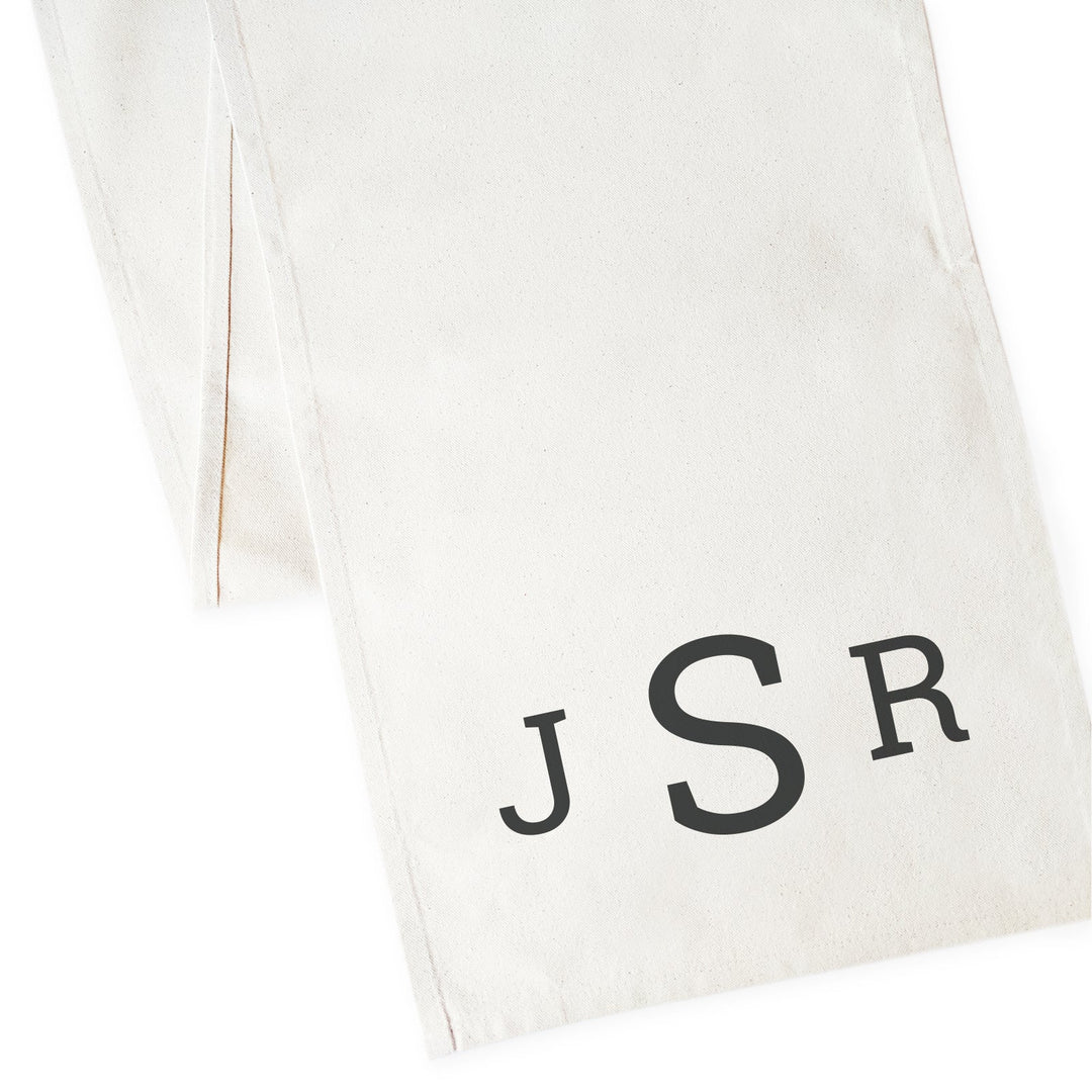 Personalized Triple Monogram Cotton Canvas Table Runner by The Cotton & Canvas Co.