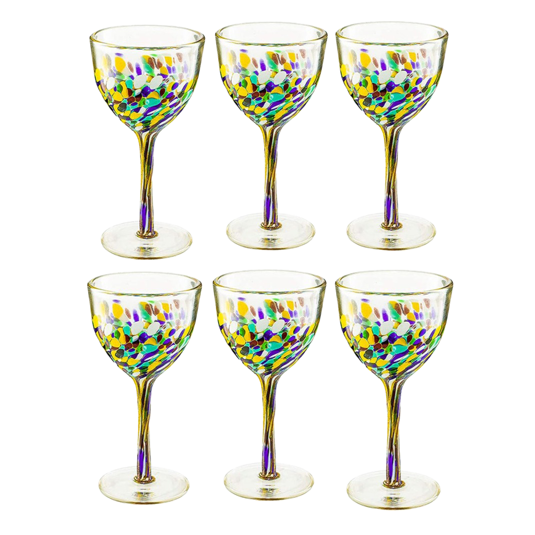 Mexican Wine Glasses Set of 6 - Confetti Wine Glasses