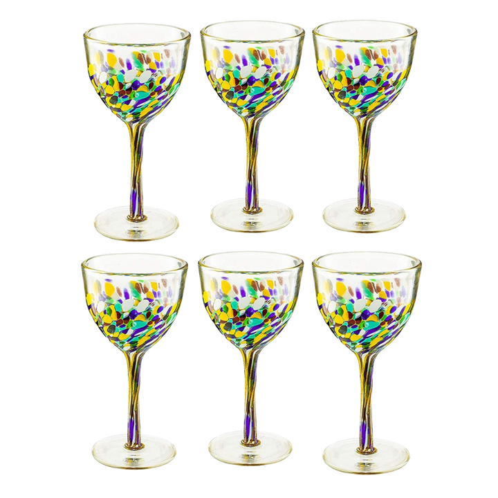 Mexican Wine Glasses Set of 6 - Confetti Wine Glasses