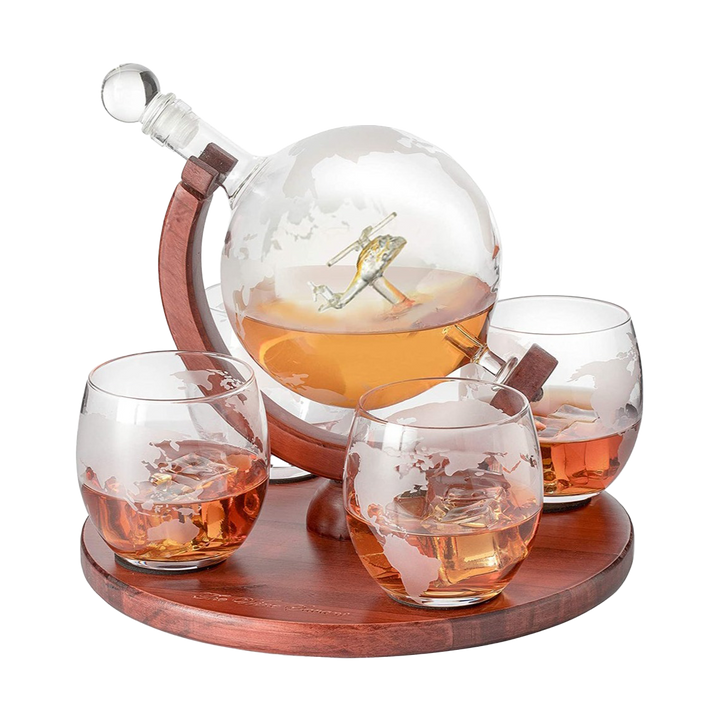Helicopter Whiskey Decanter Gift Set by The Wine Savant