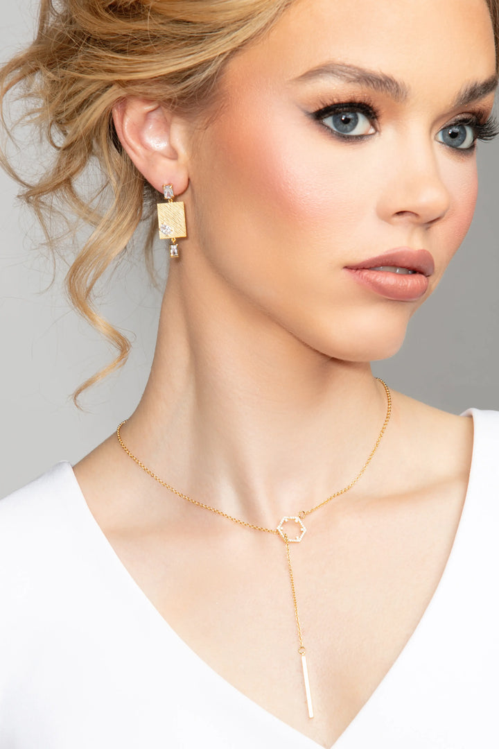 Uptown Cubic Zirconia Rectangular Drop Earrings