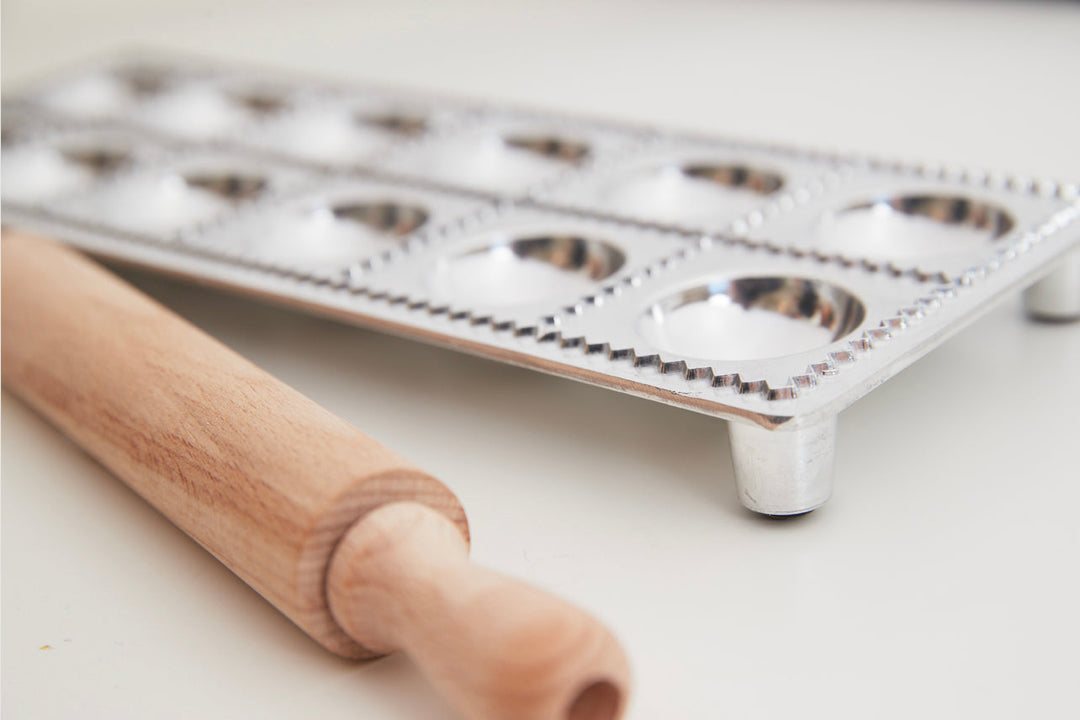 Italian 12-piece Ravioli Mold with Roller by Verve Culture