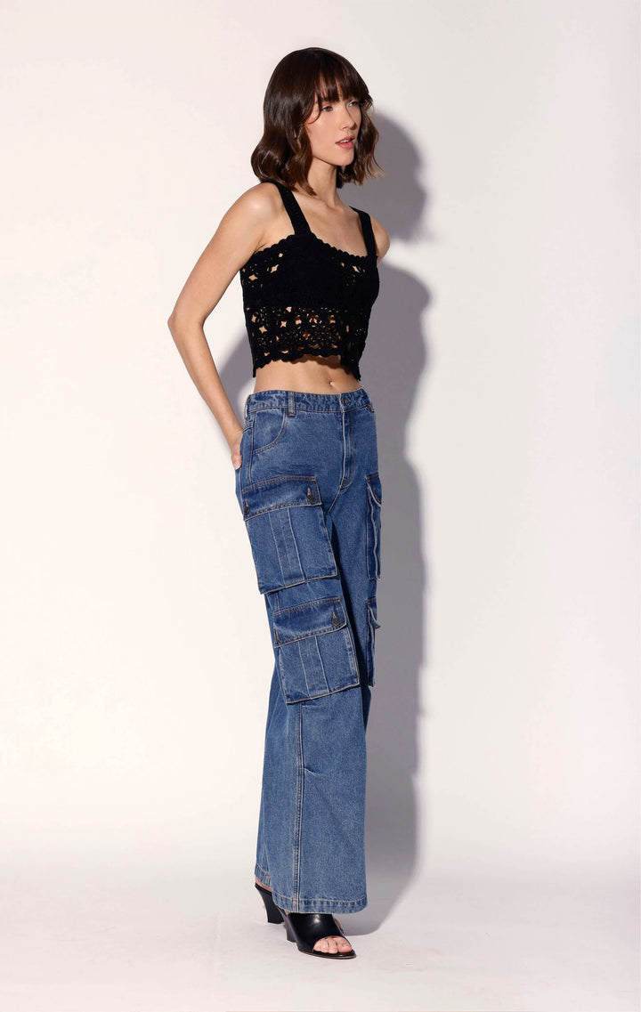 Beverly Tank Top, Dot Crochet Black