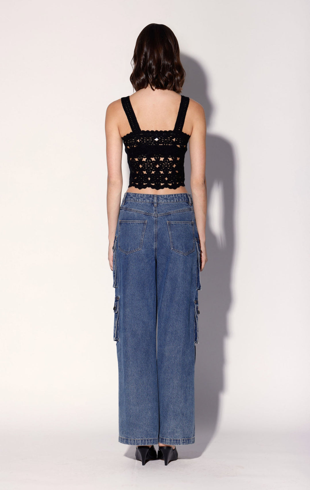 Beverly Tank Top, Dot Crochet Black