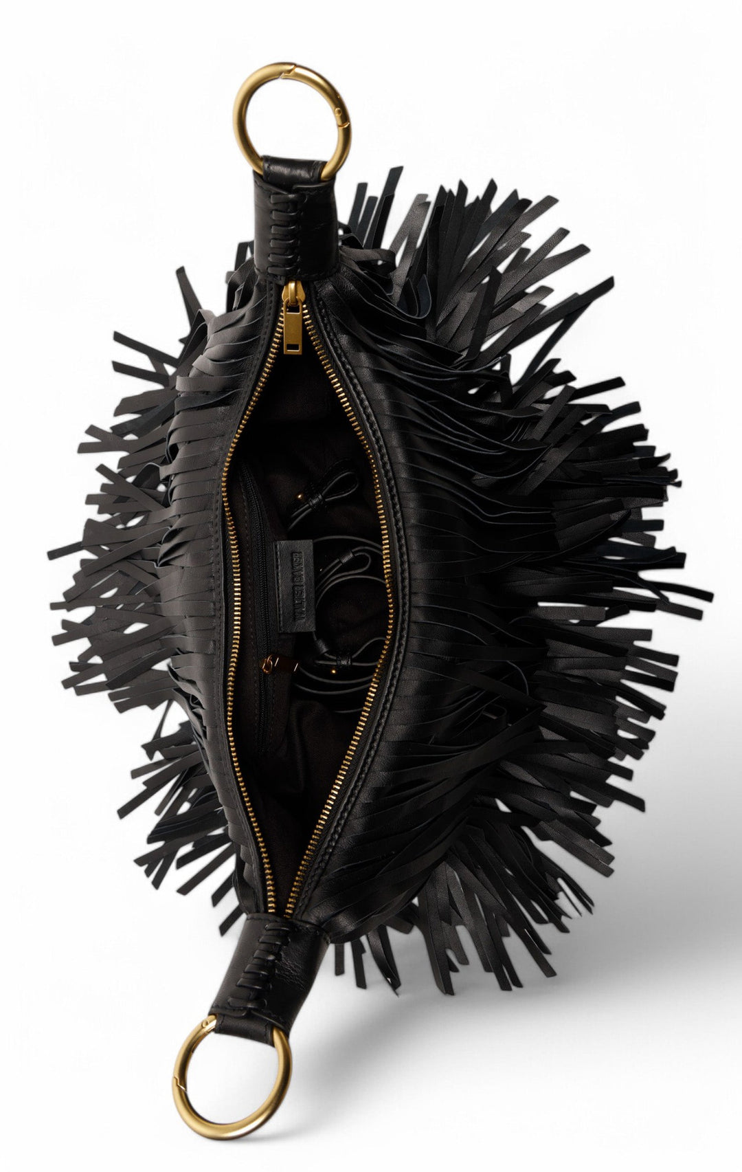 Freya Fringe Mini Hobo, Black