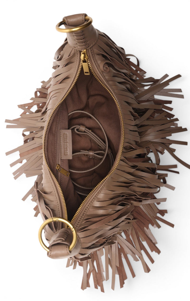 Freya Fringe Mini Hobo, Cedar