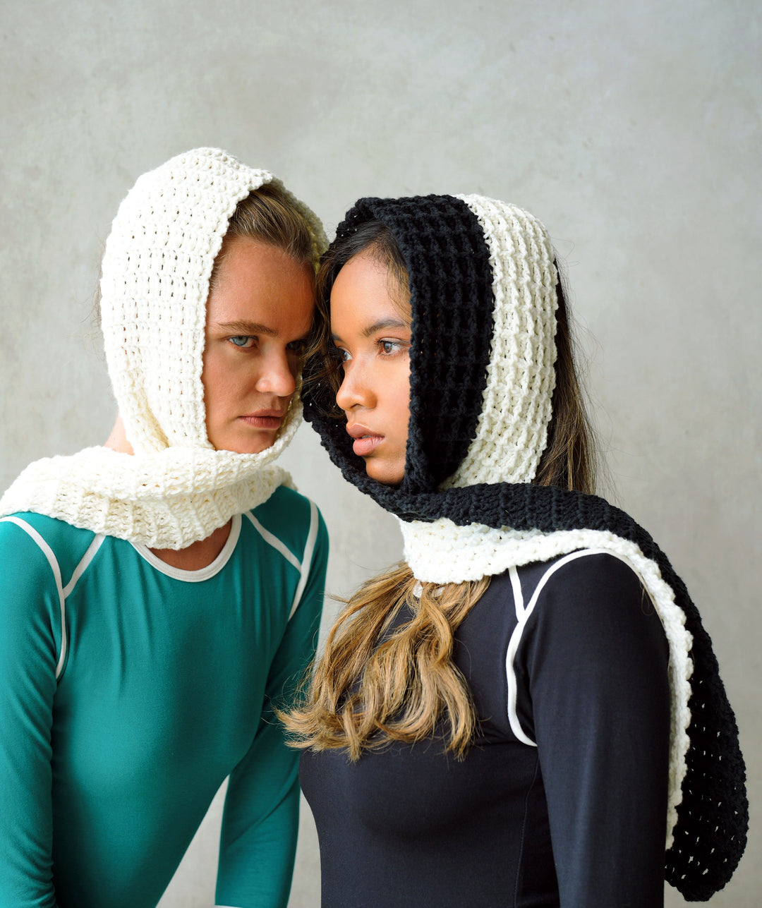 WAFFLE Crochet Scarf in Black & Off White by BrunnaCo