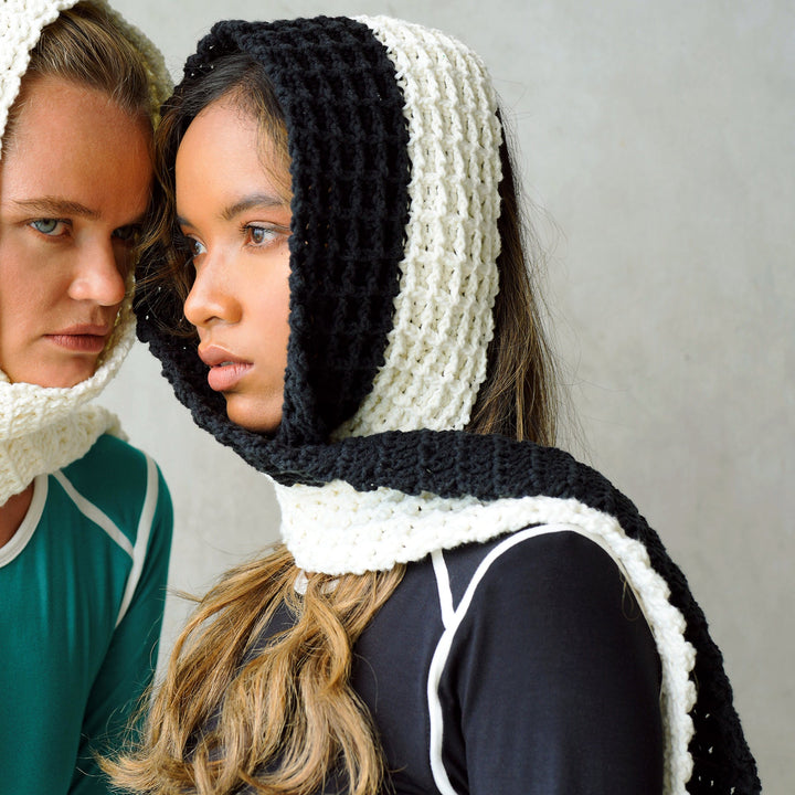 WAFFLE Crochet Scarf in Black & Off White by BrunnaCo