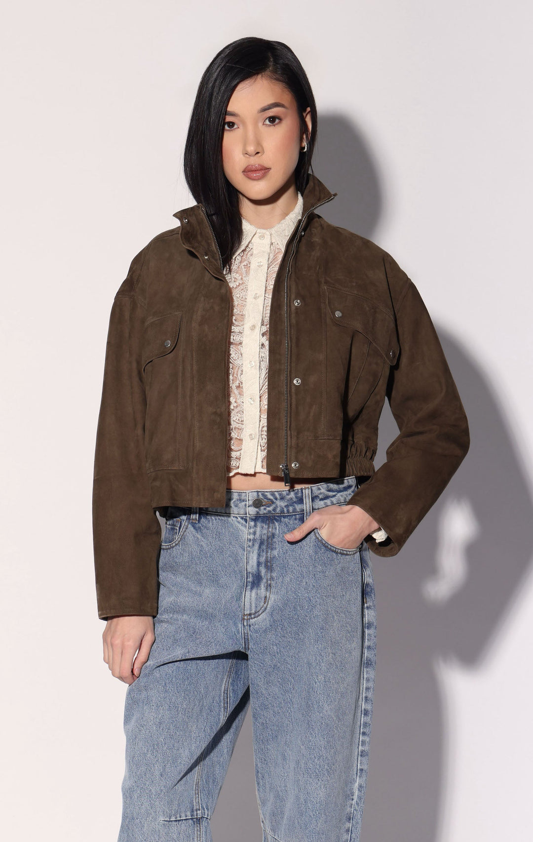 Rihanna Jacket, Army Suede - Leather